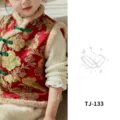 Kids New Year gold temporary tattoo sticker, festive ingot pattern body art decal variant. - Gold Ingot Style (TJ-133)