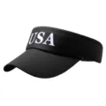 Gorra de sol negra de verano con bordado blanco USA visera curva sombrero deportivo - Negro