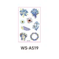 Blue and yellow watercolor floral temporary tattoo sheet with Greek goddess and wreath design. - Greek WS-A519 / 120*76mm