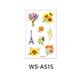 Watercolor floral temporary tattoo sheet with lavender and sunflowers for wedding decor. - Provence WS-A515 / 120*76mm