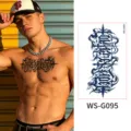 Herb juice chest back temporary tattoo sticker waterproof gothic cyber sigilism style - Cyberpunk Totem Pattern (WS-G095)