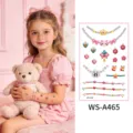 Enfants 3D strass cristal visage corps tatouage autocollants mignon dessin animé collier - Thème Animaux Mignons (WS-A465) / 120*76mm