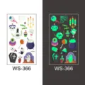 Tatouages temporaires lumineux d'Halloween pour enfants, autocollants fluorescents verts étanches. - Style WS-366 / 105*60mm