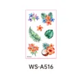 Waterproof tropical flower temporary tattoo sticker sheet with botanical leaf and coconut design. - Bali WS-A516 / 120*76mm