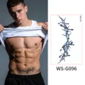 Semi-permanent herbal juice tattoo sticker, cool thorn vine design model WS-G096 for men. - Thorny Vine and Waterdrops (WS-G096)