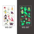Tatouage temporaire lumineux Halloween etanche vert fluorescent autocollant corps enfant. - Style WS-367 / 105*60mm