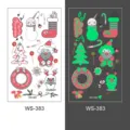 Kids Christmas luminous tattoo stickers glow in the dark cartoon holiday party fake tattoos. - WS-383 / 1 Piece