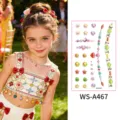 Strass visage enfants autocollant 3d tatouage bijoux corps perles pour fete decoration - Thème Conte de Fées Perle (WS-A467) / 120*76mm