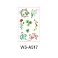 Watercolor Botanical Temporary Tattoo Sticker Sheet Floral Clover Leaf Body Art Decos - Irish Castle WS-A517 / 120*76mm