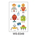 Kids cartoon robot glitter temporary tattoo sheet, colorful cute mechanical design stickers. - Cartoon Robot (WS-E049) / 1 Piece