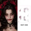 Tatuaggio viso temporaneo cicatrice realistico Halloween, impermeabile opaco trucco orrore. - Stile Vite Crepata Rossa (MAT-088) / 1 Foglio