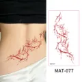 Pegatina de tatuaje temporal de espina de flor roja impermeable arte corporal pegatina de espalda - Patrón Floral Espinoso (MAT-077)