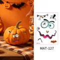 Pegatina de tatuaje temporal de Halloween mate impermeable cara de calabaza divertida - Estilo de Cara de Fantasma de Calabaza (MAT-127) / 80*115mm