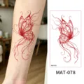 Pegatina de tatuaje temporal de mariposa roja impermeable brazo arte corporal - Patrón de Mariposa Fino (MAT-078)