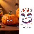 Halloween calabaza cara diablo pegatina tatuaje temporal set, MAT-128 fiesta decoracion. - Estilo de Cara de Fantasma de Calabaza (MAT-128) / 80*115mm