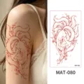 Adhesivo de tatuaje temporal impermeable mate zorro realista brazo espalda arte corporal - Patrón de Zorro de Nueve Colas y Flor de Cerezo (MAT-080)