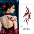 Chinese ink wash phoenix waterproof temporary tattoo sticker for back and collarbone variant. - 95*172.5mm / Phoenix And Flowers Style (MAT-011)