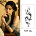 Waterproof temporary tattoo sticker with traditional Chinese ink wash fish design for women. - 95*172.5mm / Double Fish Style (MAT-012)