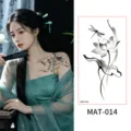 Waterproof Chinese ink lotus dragonfly collarbone tattoo sticker elegant body art. - 95*172.5mm / Lotus And Dragonfly Style (MAT-014)