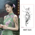 Chinese style waterproof temporary tattoo sticker featuring elegant orchid floral art designs. - 95*172.5mm / Orchid Style (MAT-015)