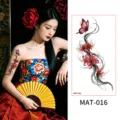 Chinese style watercolor red spider lily butterfly temporary tattoo sticker MAT-016 - 95*172.5mm / Red Spider Lily Butterfly Style (MAT-016)