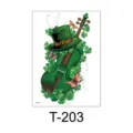 St. Patrick's Day temporary tattoo sticker green violin shamrock design body art. - Irish Flower Arm T-203 / 150*210mm