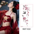 Waterproof Chinese style ink painting cherry blossom swallow temporary tattoo sticker for women. - 95*172.5mm / Peach Blossom And Swallow Style (MAT-018)