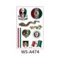 2026 World Cup Mexico Flag Temporary Tattoo Stickers Fan Sports Makeup Face Decals - New Mexico Style (WS-A474)