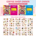 Cute coffee shop theme tattoo sticker blind bag set with pink and blue packaging options. - Coffee Shop Style (CYG-057-066) / 10 Pieces/Pack / Blue