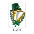 St. Patricks Day temporary tattoo sticker with harp shamrock green hat festival party - Irish Flower Arm T-207 / 150*210mm