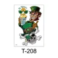 St. Patrick's Day temporary tattoo sticker featuring leprechaun and shamrock design for party. - Irish Flower Arm T-208 / 150*210mm