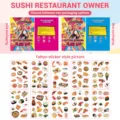 Kids sushi tattoo stickers blind bag set with colorful cute cartoon food waterproof designs. - Sushi Restaurant Style (CYG-047-056)