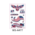 American patriotic temporary tattoo sheet, waterproof body art stickers featuring eagle and flag. - New USA Style (WS-A477)