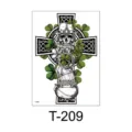 Temporary tattoo sticker designed for St. Patrick's Day with Celtic cross and skull. - Irish Flower Arm T-209 / 150*210mm