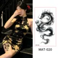 Chinese style waterproof temporary tattoo sticker featuring ink dragon design, matte finish. - 95*172.5mm / Ink Dragon Style (MAT-020)