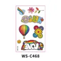 Retro hippie temporary tattoo sticker sheet with rainbow flower and love designs waterproof - Hippie Style (WS-C468) / 120*76mm