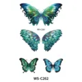 Waterproof blue green butterfly wing tattoo stickers for body art and gorgeous stage makeup - Painted Style (WS-C262)