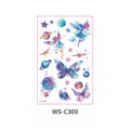 Watercolor cosmic fairy butterfly temporary tattoo sticker for kids sparkling design. - WS-C309