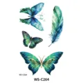 Peacock feather and butterfly temporary tattoo sticker waterproof body art variant design - Painted Style (WS-C264)