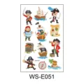 Kids cartoon pirate temporary tattoo sticker set, waterproof glitter body art designs. - Cartoon Pirate (WS-E051) / 1 Piece