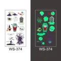 Tatouages temporaires phosphorescents Halloween étanches motifs mignons effrayants pour enfants - Style WS-374 / 105*60mm