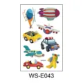 Kids cartoon vehicles glitter temporary tattoo stickers set, waterproof cartoon design. - Cartoon Transport (WS-E043) / 1 Piece