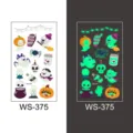 Tatouage temporaire lumineux d'Halloween imperméable motif dessin animé fluorescent enfants - Style WS-375 / 105*60mm