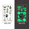 Autocollant de tatouage temporaire lumineux Halloween imperméable visage dessin animé - Style WS-376 / 105*60mm