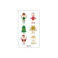 Autocollant de tatouage temporaire de dessin animé de Noël pour enfants visage étanche - 105*60mm / Style Père Noël et Elfes (WS-021)
