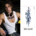 Temporary tattoo sticker for chest and back with cool gothic sword design style WS-G104 - Gothic Sword Tattoo Design (WS-G104)