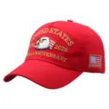 Red baseball cap with United States 1776 2026 250th anniversary embroidery and eagle. - Adult Free Size (58cm Adjustable) / Red