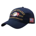 US 250th Anniversary embroidered baseball cap, navy blue patriotic eagle hat for adults. - Adult Free Size (58cm Adjustable) / Navy Blue