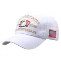 White US 250th Anniversary commemorative baseball cap with eagle embroidery and flag. - Adult Free Size (58cm Adjustable) / White