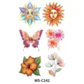 Waterproof temporary tattoo stickers set colorful cartoon sun butterfly floral body art design - WS-C142 / 120*76mm